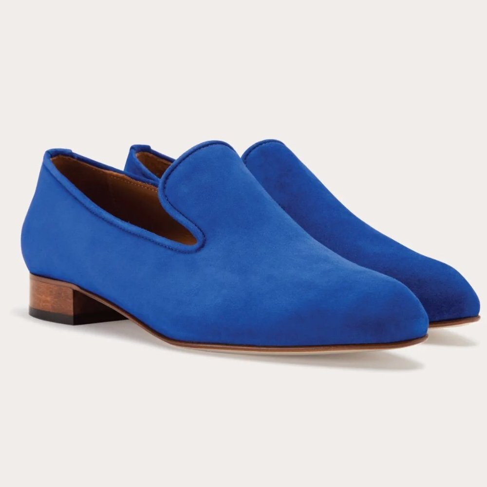Thelma The Town Blue Suede Slipper in Lapis